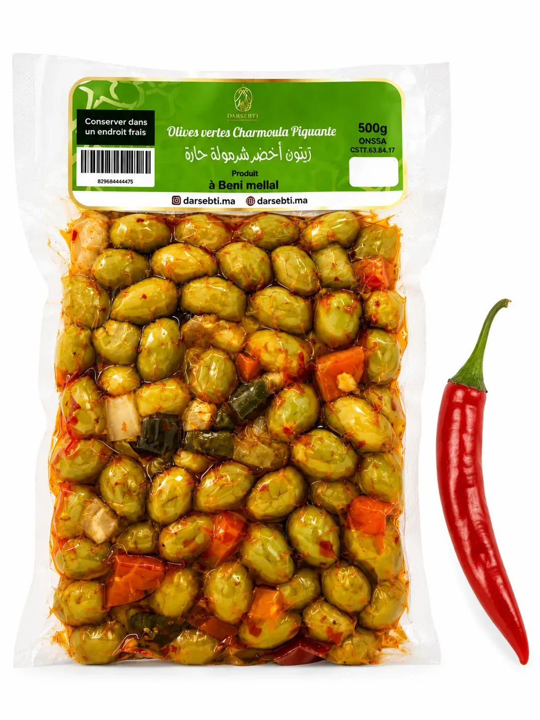 Olives vertes charmoula piquante